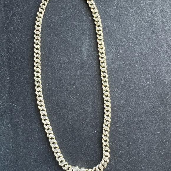 14k gold vermeil Heart cuban link chain - 16” - Picture 2 of 3